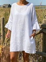 Pure White Bell-Sleeve Oversized Dress