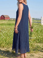 Vintage Art Comfortable Summer Fabrics Cotton Linen Blend Dress