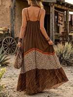 Bohemian Safari Mixed Print Halter Dress