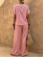 Women's Dusty Pink Linen Relaxed Set