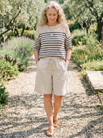 Women's Casual Cotton-Linen Drawstring Mid-Length Shorts