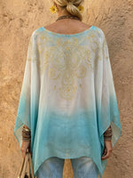Women's Boho Ombre Batwing Sleeve Sheer Top