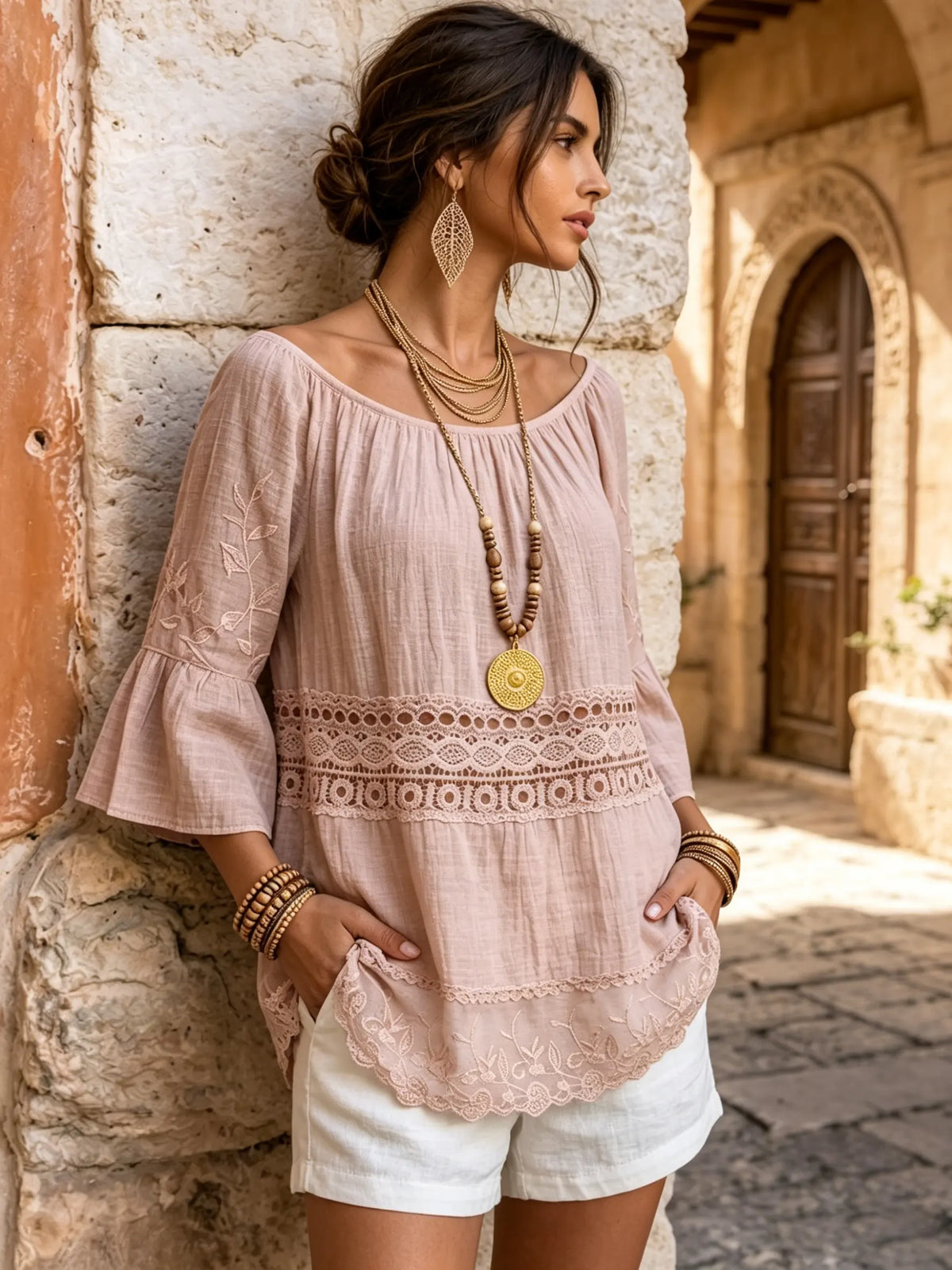 Women's Pink Lace Tunic