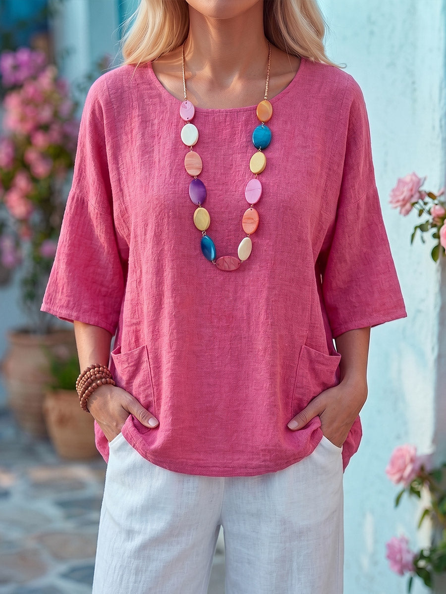 Vintage Art Comfortable Summer Fabrics Cotton Linen Shirt