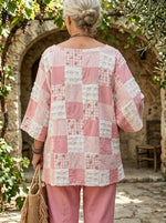 Women's Patchwork Frayed Edge Top