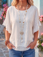Vintage Art Comfortable Summer Fabrics Cotton Linen Shirt