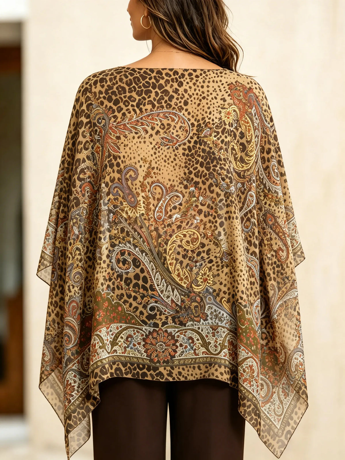 Women's Vintage Leopard Poncho Blouse