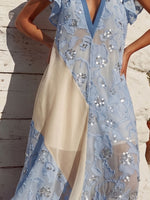 Vintage Art Comfortable Summer Fabrics Sequin Embellished Jacquard Chiffon Dress