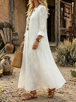 Desert Bloom Embroidered V-Neck Maxi Dress