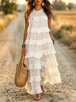 Women's Ruffled Tiered Sleeveless Maxi Dress