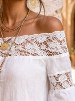 Women's White Off-Shoulder Lace Dress