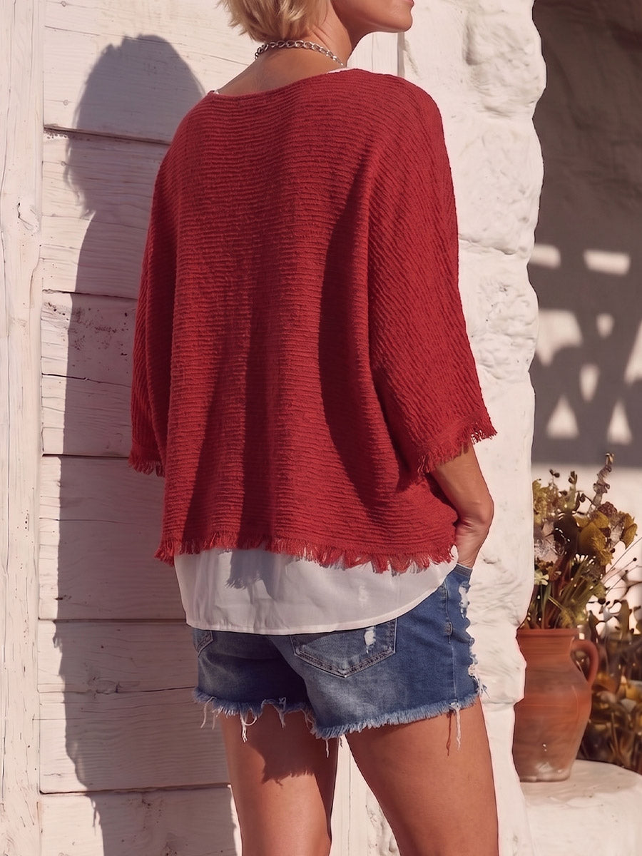 Vintage Art Comfortable Summer Fabrics Breathable Knitting Shirt