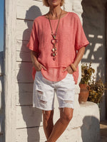 Vintage Art Comfortable Summer Fabrics Cotton Linen Patchwork Shirt