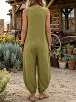 Ethnic Print V Neck Sleeveless Jogger Jumpsuit