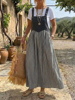 Women's Patchwork Striped Overall Dress