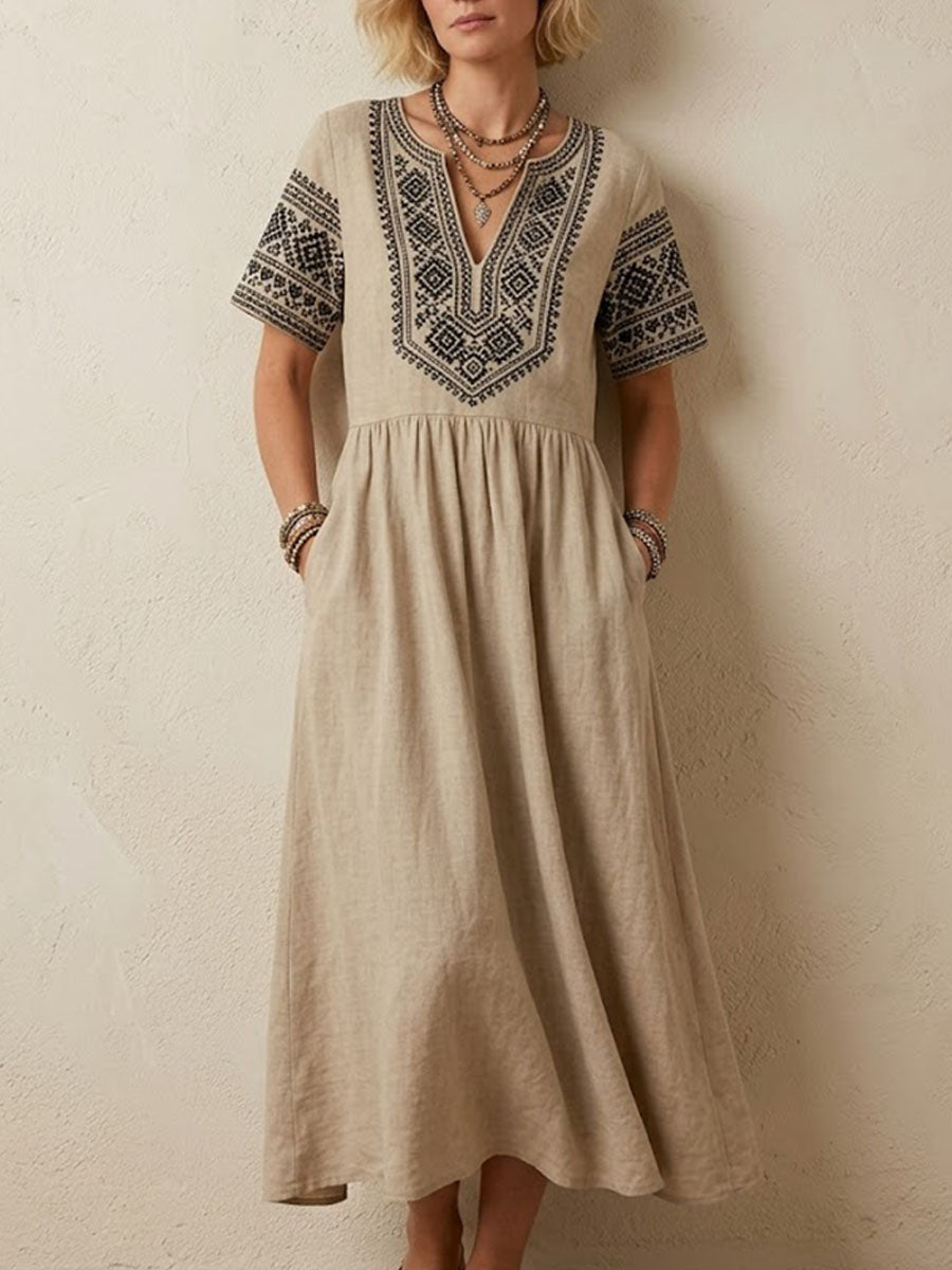 Women's Retro Pattern Print Casual Dress