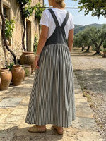 Women's Patchwork Striped Overall Dress