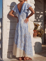 Vintage Art Comfortable Summer Fabrics Sequin Embellished Jacquard Chiffon Dress