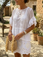 Women's Sheer White Floral Top