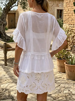 Women's Sheer White Floral Top