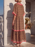 Vintage Art Comfortable Summer Fabrics Chiffon Patchwork Contrasting StripesDress