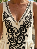 Vintage Rose Print Sleeveless V Neck Baggy Jogger Jumpsuit