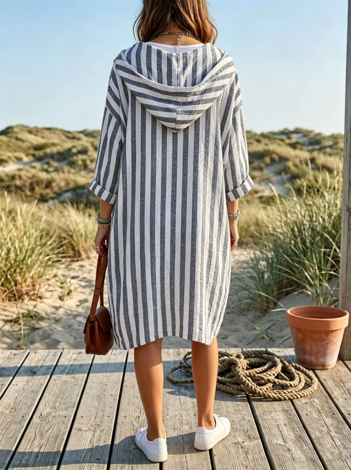 Nautical Breeze Striped Oversized Shirt Dress