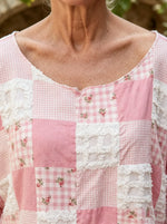 Women's Patchwork Frayed Edge Top