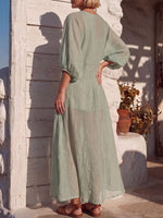 Vintage Art Comfortable Summer Fabrics Cotton Linen Dress