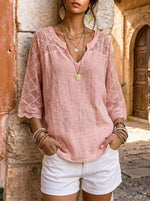 Women's Lace-Trim Boho Blouse