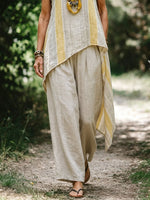 Womens Striped Asymmetrical Tank Top Wide Leg Pants 2 Piece Set