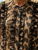 Women's Leopard Print Ruffle Sleeveless Top