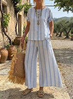 Women's Classic Striped Relaxed Two-Piece Set